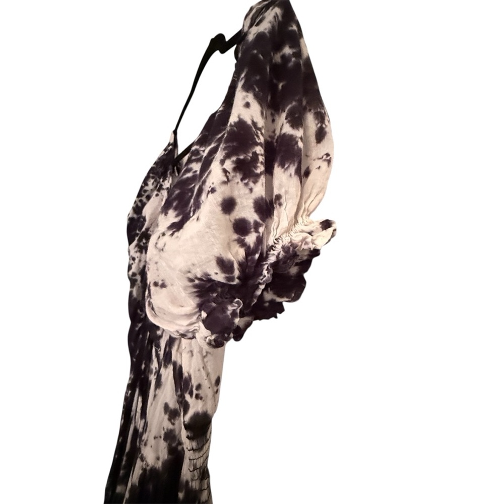 Earthbound TradingCo- 100% Cotton Tie Dye Black and White Maxi Dress- Size Large - Picture 7 of 15
